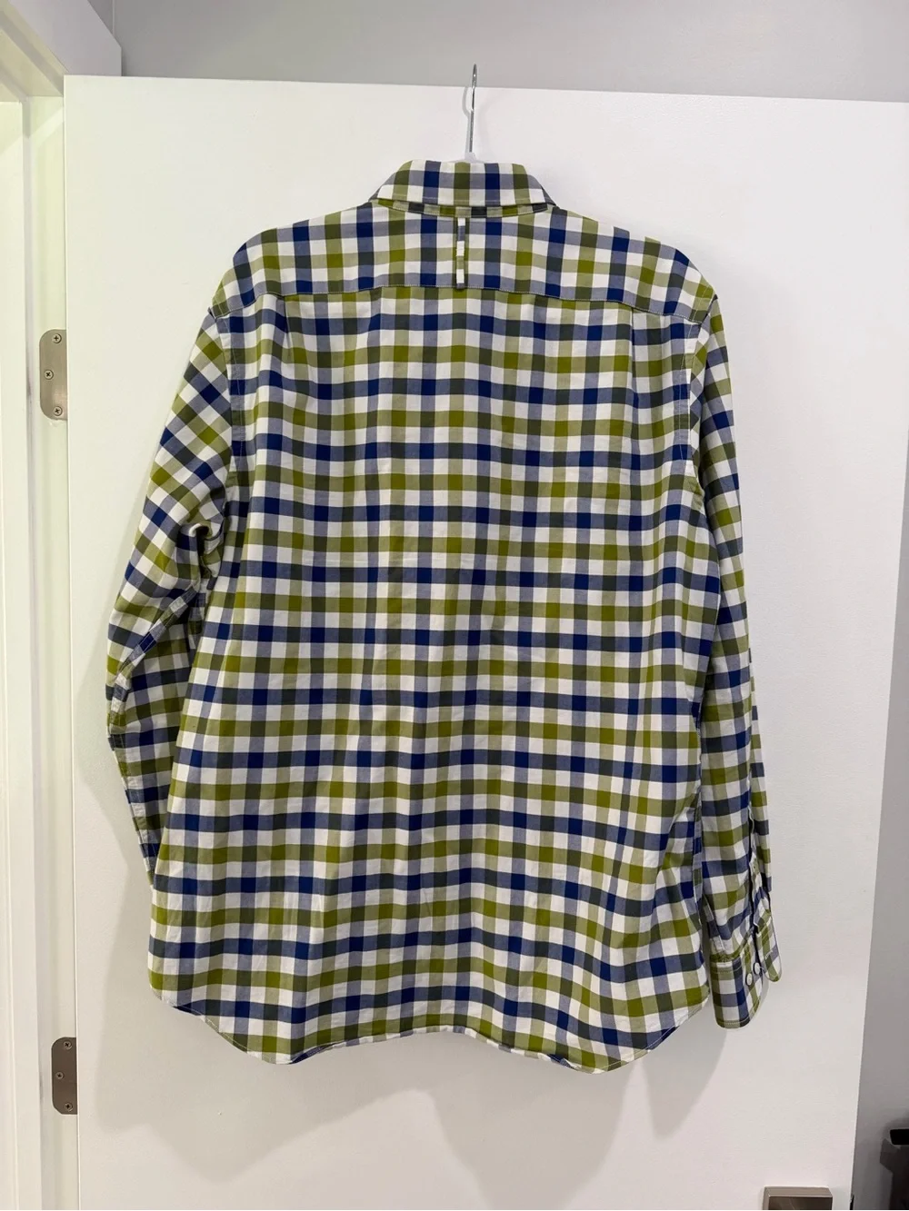 Banana Republic Olive, Navy & White Plaid Button-Down Shirt